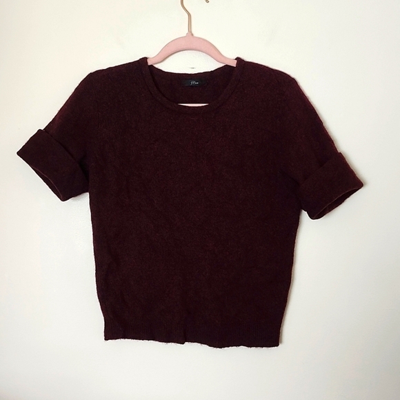 J Crew burgundy wool alpaca blend rolled sleeve sweater, Women's XS - Picture 1 of 9